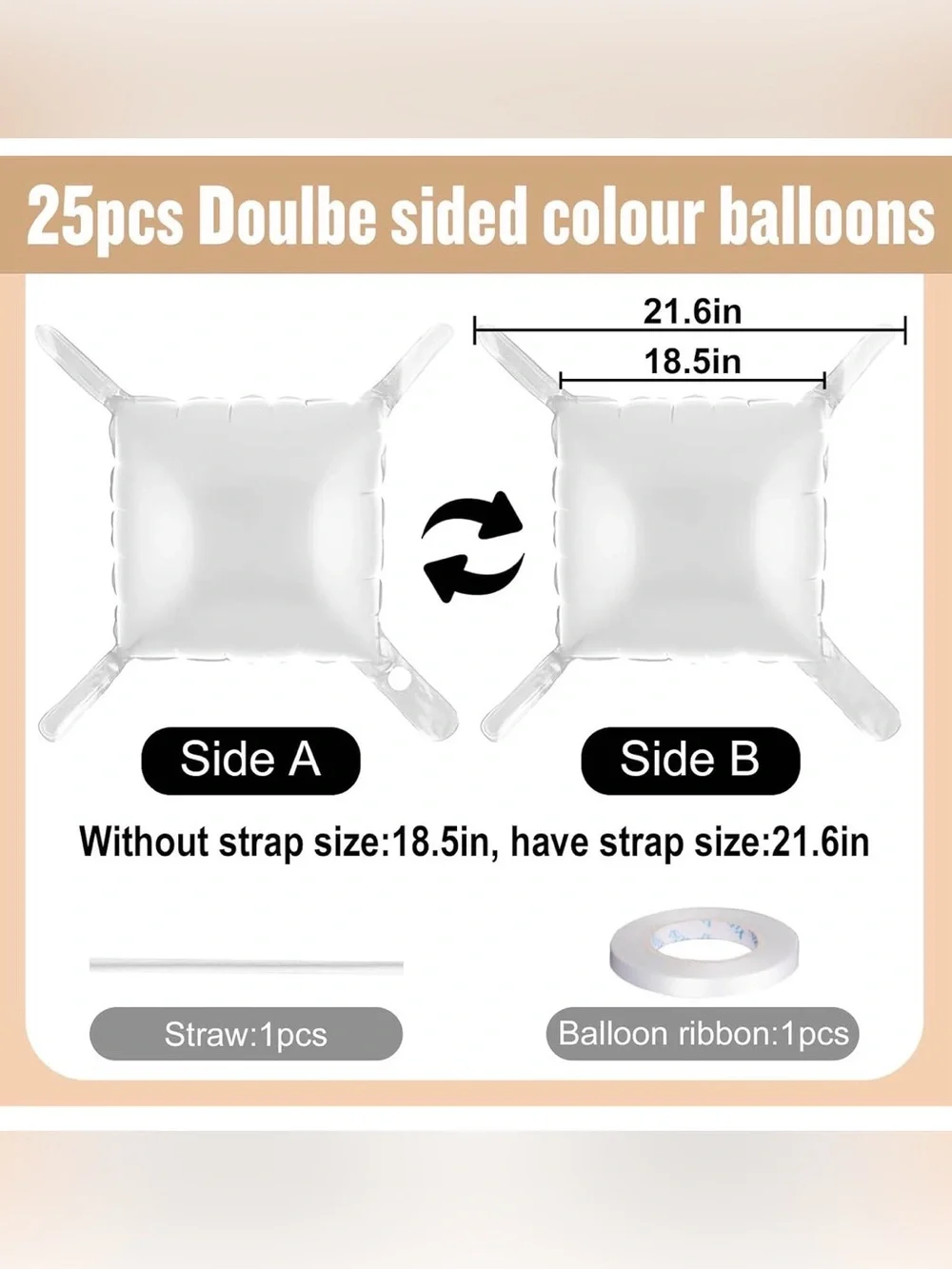 25pc White Square Foil Balloons Backdrop Party Decorations